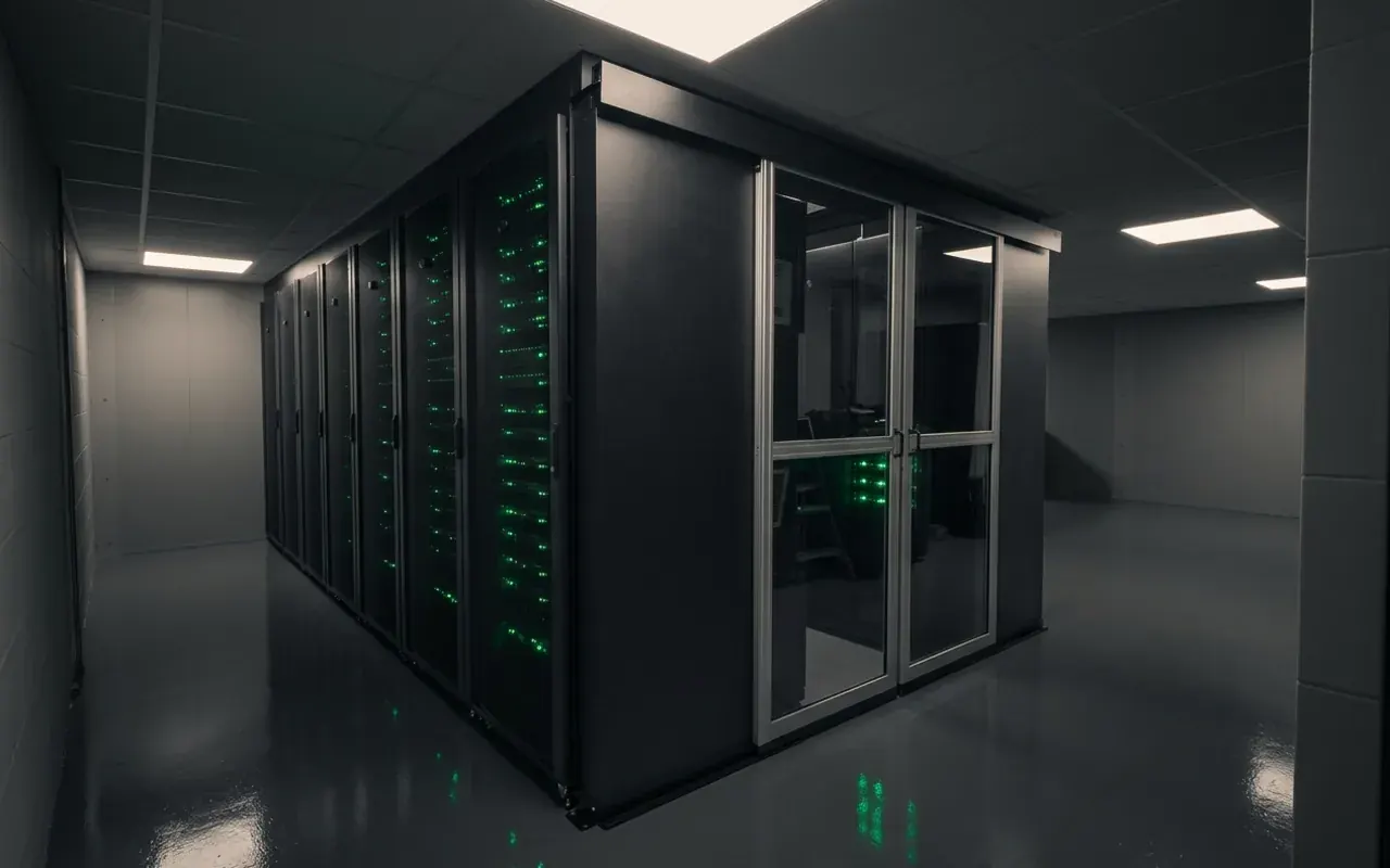 Cambridge UK data centre with server racks — technology partners powering Fast2host